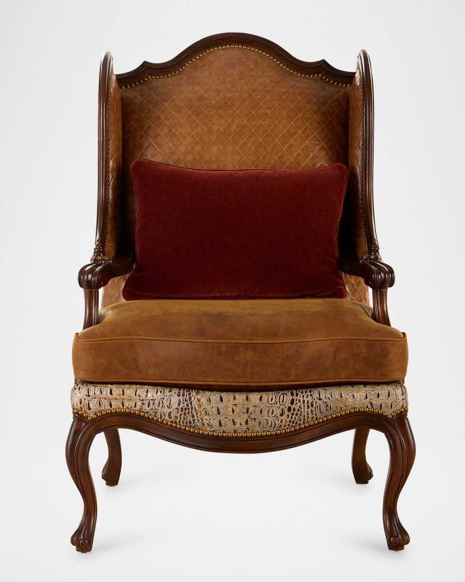 Joseph Embossed Leather Wing Chair